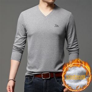 长袖t恤男秋冬季中年男士打底polo衫爸爸装休闲上衣HPNT7711-P80图片
