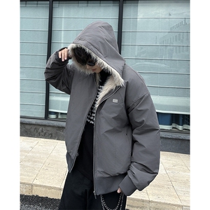 F630 P120冬季美式复古座山雕棉服外套男女短款连帽工装加厚夹克图片