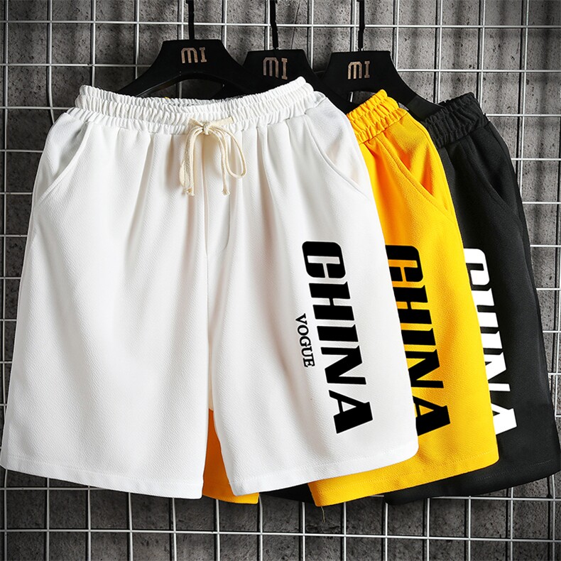 MK37001-P15 冰丝短裤男士大码宽松休闲五分裤男运动中裤网格挂拍图片
