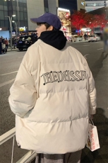 港风夜景宽松字母印花时尚休闲立领棉服A247-MY2101特批60控99，男装棉衣，电商A247