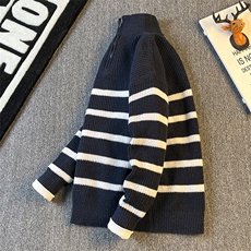 日系vintage毛衣男女ins慵懒风复古软糯套头拉链针织衫M507p50，男装针织衫/毛衣，电商D315