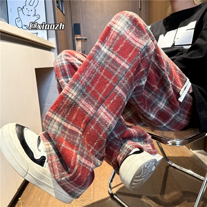 XZ616 秋季新款重磅毛呢格子复古直筒休闲长裤 TY1081 特P30图片