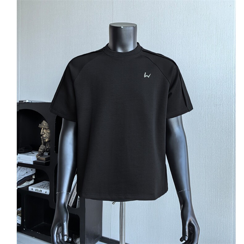 解构正肩短袖男款设计感高级品质刺绣大码T恤25XT77318特批30，男装T恤，电商A042