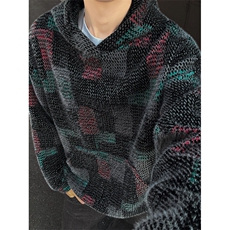 YK86124-P65腈纶45%锦纶24.3%聚酯纤维30.7%美式复古针织连帽卫衣，男装卫衣，电商A086-1