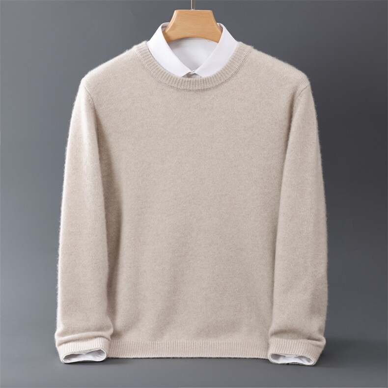 秋冬季新款舒适时尚百搭7针加厚圆领男士羊绒衫，男装羊绒套衫，伊绒腾羊绒