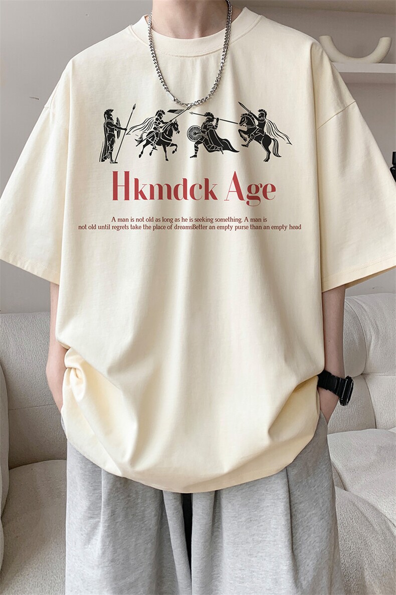 图案已注册夏季ins韩版情侣落肩短袖T恤男潮宽松半袖体恤D124/P25,男装T恤,电商B209