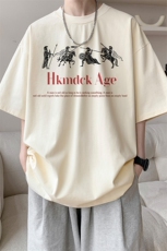 图案已注册夏季ins韩版情侣落肩短袖T恤男潮宽松半袖体恤D124/P25，男装T恤，电商B209