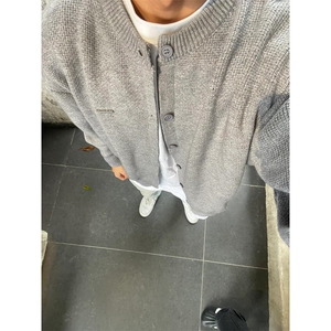 开衫毛衣男秋季美式慵懒chic外套高级感潮牌针织衫 M223图片