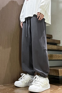 港风秋冬长裤本布织裤袋美式卫裤宽松休闲束脚卫裤K23305-P40控58图片