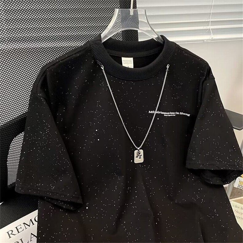 DXX5-P43满天星短袖t恤男士潮牌衣服夏季宽松版男情侣半袖体恤,男装T恤,星座603-2