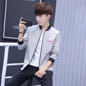 2021春秋季新品男士韩版时尚修身棒球领夹克上衣A158 J图片