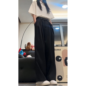 26新款工字褶A字西裤直筒阔腿垂感休闲长裤子潮504-K888-P55控78图片