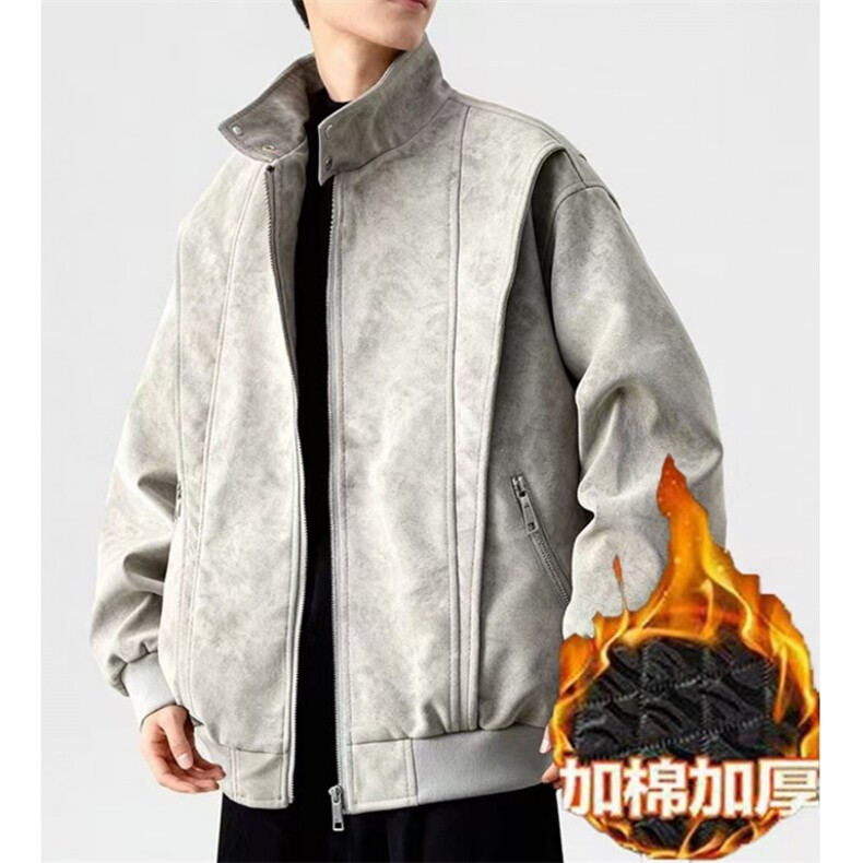 皮衣外套复古扎染棒球美式机车痞帅炸街夹克防寒秋冬款JA5527,男装夹克,星座1116A（原606A-3）
