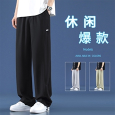 休闲百搭束脚抽绳设计冰丝面料拖地休闲冰丝长裤2050特批28，男装休闲裤，星座718-1
