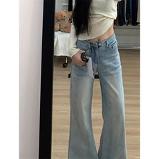 百搭休闲潮流微喇牛仔裤女春秋季新款显瘦时尚喇叭拖地牛仔裤潮，男装牛仔裤，星座506A