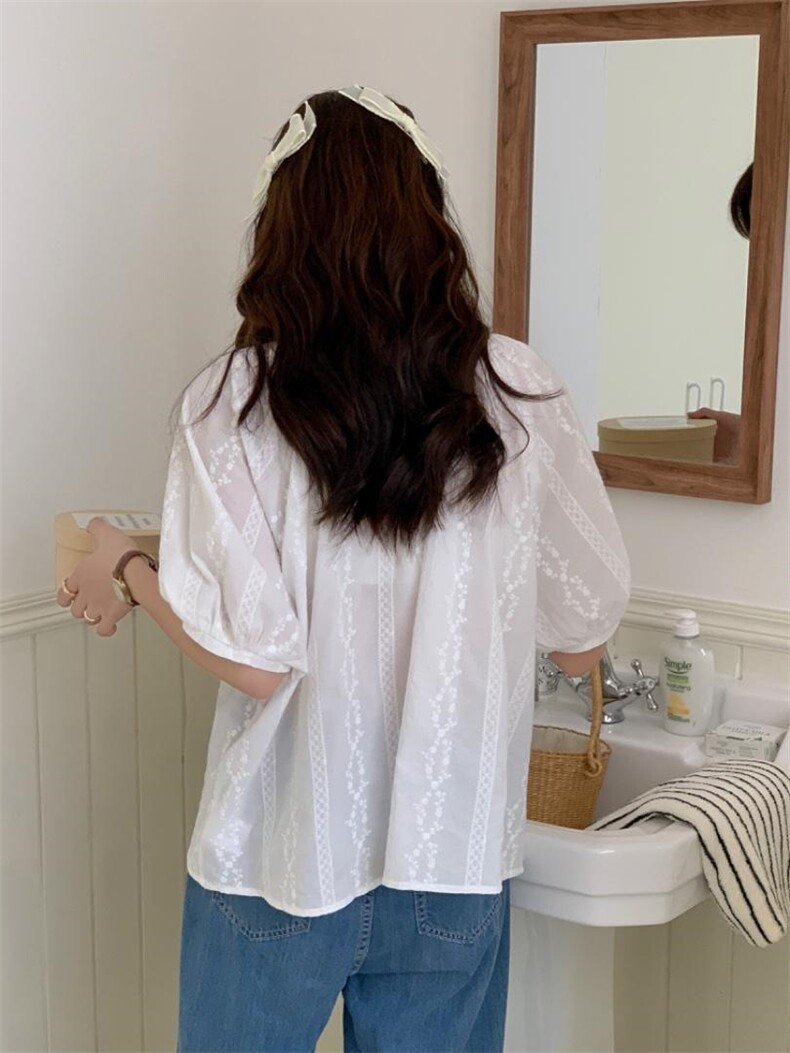 上新推荐泡泡袖刺绣小衫，其它，DAP