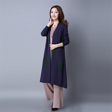 长袖开衫中长款披肩型针织衫/毛衣保暖发热2021年秋季，女装针织衫/毛衣，独衣靓