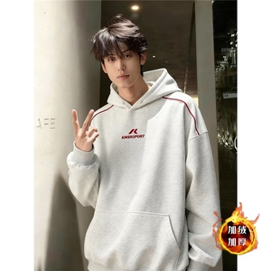 现货 美式加绒高街纽扣设计连帽卫衣W65/P48图片