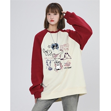 中性个性时尚印花拼接插肩袖圆领卫衣WY612P48控68，男装卫衣，电商A268