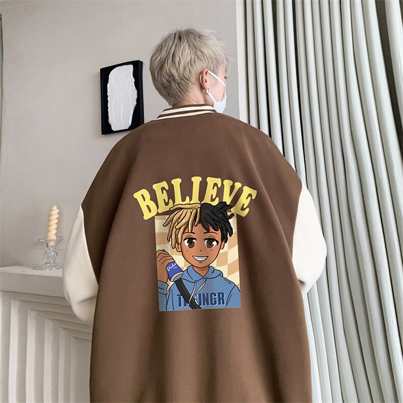 摇粒绒棒球服男大码开衫卫衣男夹克 BF86271-P65图片