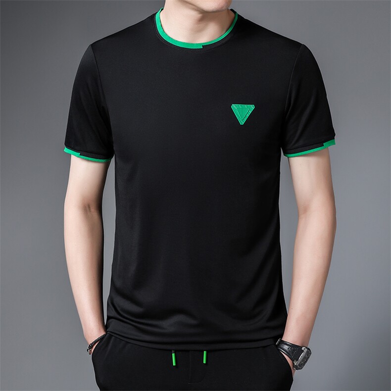 t恤男夏季潮牌冰丝免烫2023新款休闲衣服短袖圆领时尚百搭男装,男装T恤,电商B212（原钱塘6029）