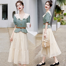 法式小香风牛仔套装女2025夏季新款小个子气质收腰连衣裙两件套潮，女装套装/套裙，涵墨