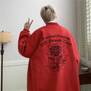 24春秋款美式复古麂皮绒飞行棒球服男女夹克外套JF3276-P80控108图片