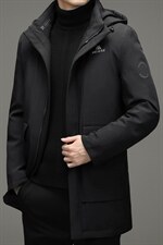白鸭绒中长款连帽羽绒服男脱卸帽冬季男士冬装外套TLM82158-P305,男装羽绒服,电商B212（原钱塘6029）