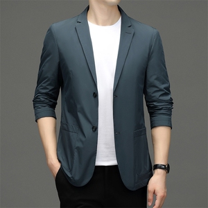 2023新款男士西服长袖薄款男中年商务休闲时尚百搭男装上衣外套图片