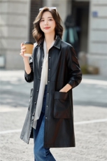 【秋季女装新款】大量现货中长款皮衣外套P-140，女装皮衣，简古