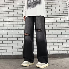 新款时尚潮男百搭宽松破洞牛仔裤，男装牛仔裤，四季星座218-1