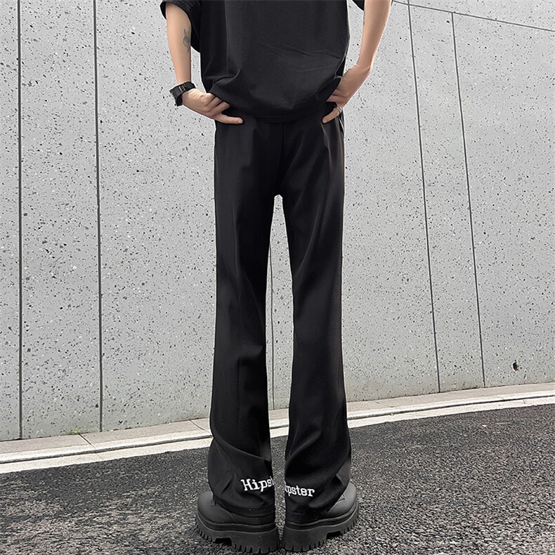 现货刺绣高级感垂坠冰丝西裤直筒微喇休闲西装裤男K766-P50控78，男装西裤，星座205