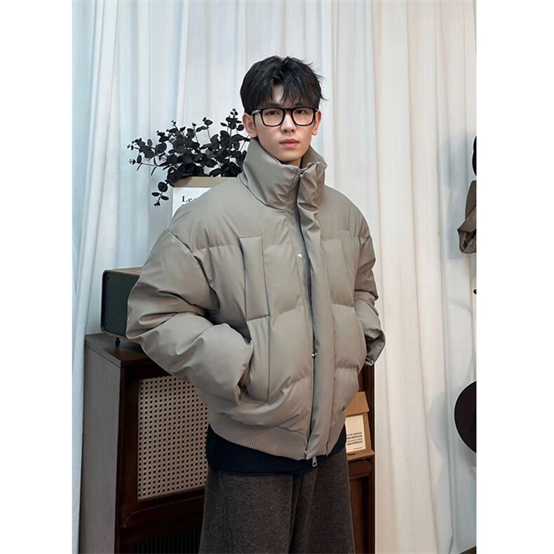 短款PU皮立领棉袄男女冬季加厚宽松保暖棉衣外套-MY005特P80,男装棉衣,电商B289