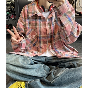 2026春季字母刺绣潮流衬衣外套高级感格子衬衫男C2504-特P42控79图片