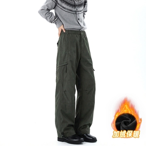 A178-K10022JR-P40 加绒复古速干口袋工装裤男夏季薄款垂感阔腿裤图片