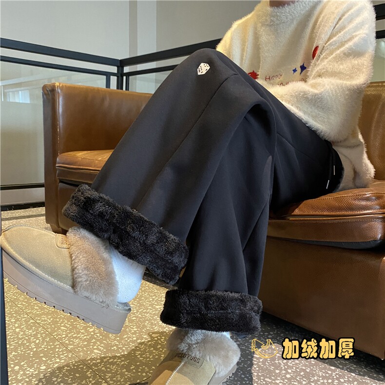 冬季新款加绒保暖潮流骰子刺绣宽松休闲卫裤B315-K873JR-p65控88,男装休闲裤,电商B315