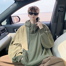 8XL-M大码摇粒绒卫衣套头连帽半拉链宽松美式复古外套WY9103/P68，女装短外套，电商B238
