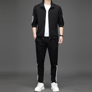 春秋新品中年男士休闲运动服两件套潮流休闲夹克外套男装卫衣套装图片