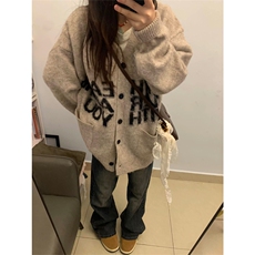 网图有货秋冬字母慵懒软糯毛衣复古针织开衫外套男女A1087-P50，男装针织衫/毛衣，星座1505