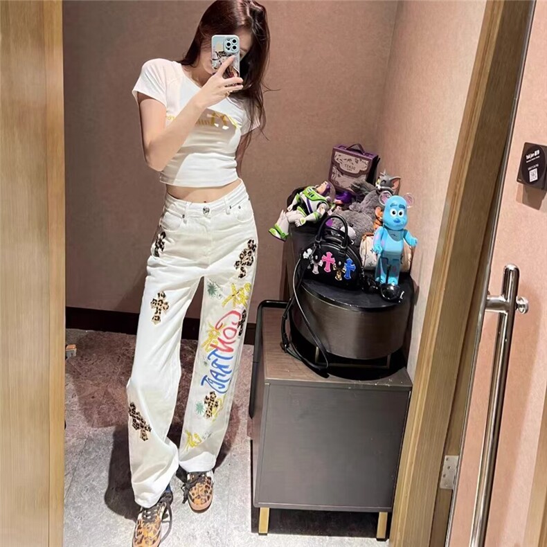 流行新款时尚气质潮流慵懒原宿文艺简约牛仔裤日系百搭NZA506图片