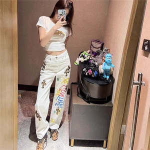 流行新款时尚气质潮流慵懒原宿文艺简约牛仔裤日系百搭NZA506图片