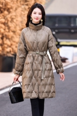 2022冬装新款立领时尚韩版轻薄羽绒服女中长款白鸭绒，女装羽绒服，铭街依杨