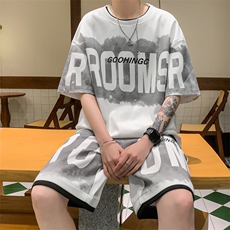 量大优供视频菠萝格套装短袖t恤男短裤男大码M-5XTX22-特P25，男装T恤，电商B325