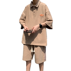 新款夏季短袖polo衫套装港风吸汗凉爽宽松休闲运动男装TZ5906P70，男装休闲套装，电商A086