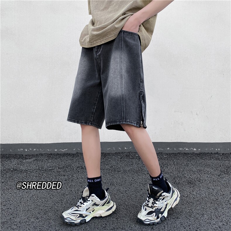 高街百搭小众拉链开衩牛仔短裤休闲五分裤B315-K23219-p45控58,男装牛仔裤,电商B315