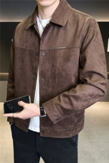 仿小牛皮翻领皮夹克春季男装皮衣C317-2698-P155，男装夹克，电商C317