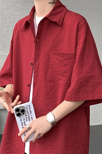 8XL-M泡泡纱盐缩肌理短袖衬衫男夏季冰丝外套防晒衬衣DC28011P36图片