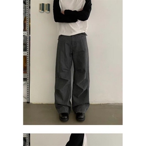 D78-P56窄版阔腿牛仔裤女原色防掉色宽松直筒拖地长裤图片