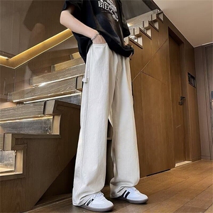 日系宽松直筒工装裤多口袋百搭复古长裤垂感休闲裤B45411-p43图片