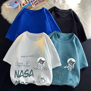 DX17187-P20 NASA联名同款纯棉短袖t恤男大码半袖打底衫宽松 平铺图片